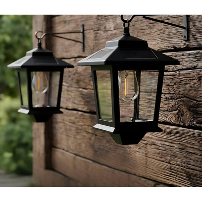 Iron Solar Outdoor Wall Lanterns 4-Pack - 4 Solar Panels, Anti-Rust, Warm White, Waterproof Patio Lights - Vintage Bronze