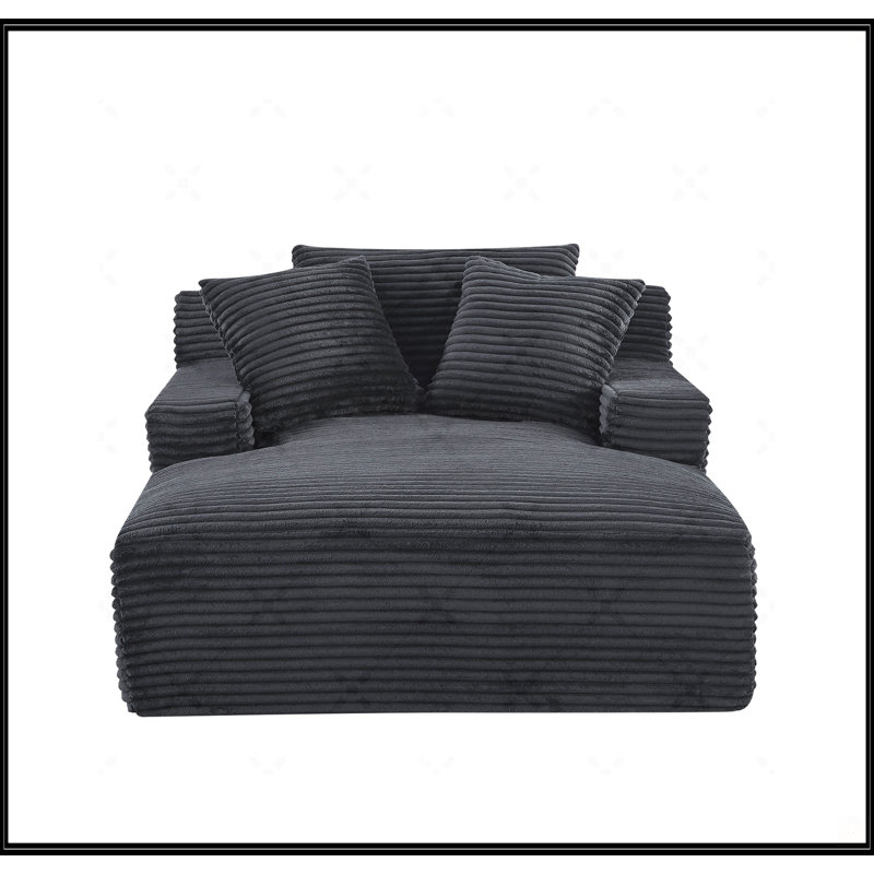 Chaise longue surdimensionnée en velours côtelé doux, Noir