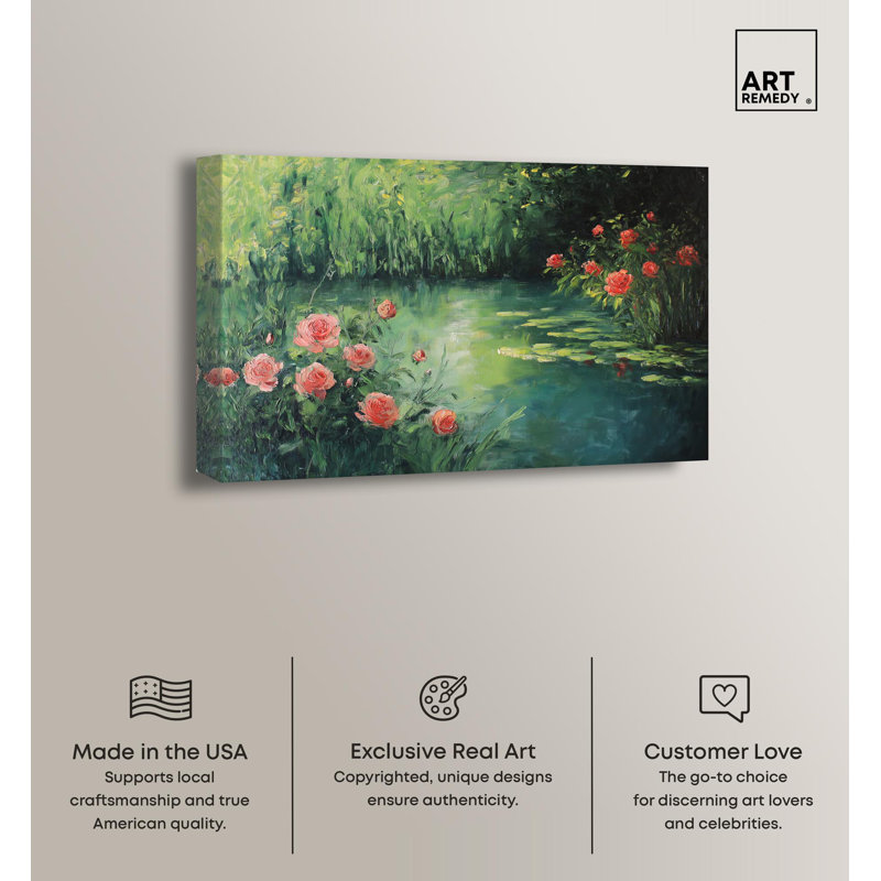 Ruby Bloom Lake Wrapped Canvas Landscape Art, 24" x 16"