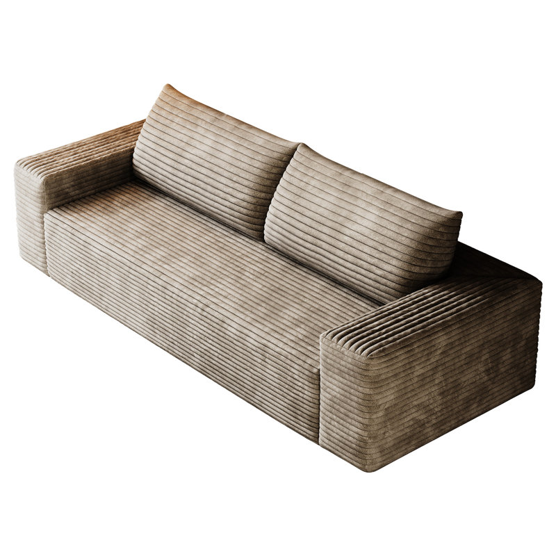 Camel 63 po à 2 sièges confortables en velours côtelé profond, convient à plusieurs espaces, sans assemblage, coton peau, coussin en mousse à haute densité, rembourrage lisse ergonomique et confortable