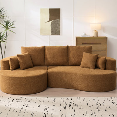 Nomad Ensemble modulaire courbé en nuage 2 pièces, 4 sièges, mousse haute élasticité confortable, 7 coussins, rembourré de mousse sans assemblage, rembourré de mousse,