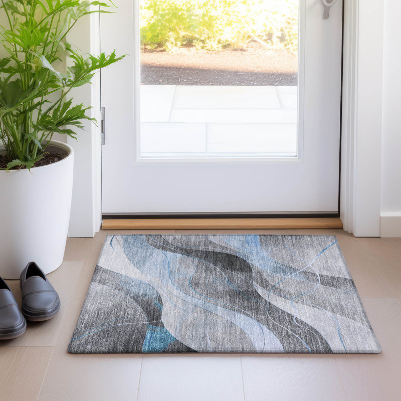 Machine Washable Indoor/Outdoor Cinead ACN1668 Sky Rug, Rectangle 1'8" x 2'6"