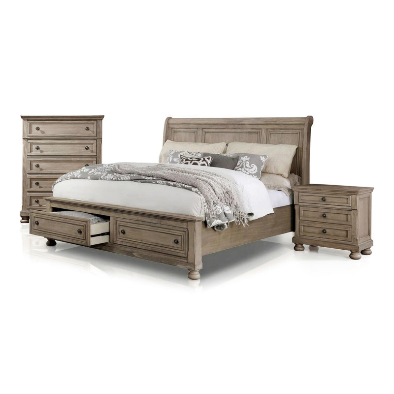 Ikko Bedroom Set, California King, 3 Pcs: Bed, Nightstand, Chest