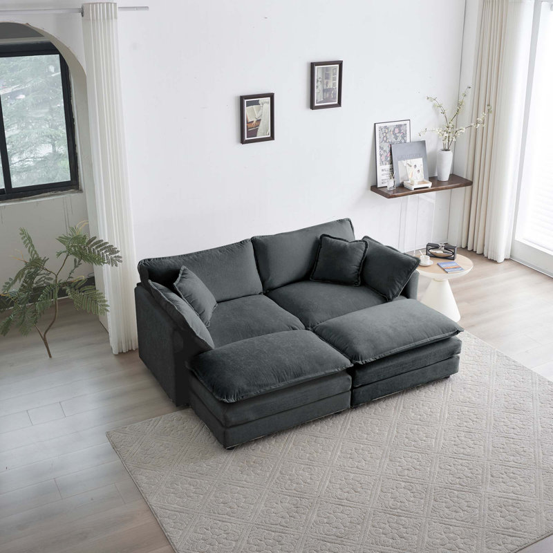 Canapé 2 places Kase, Gris, 33" H x 76.7" W x 57.4" D
