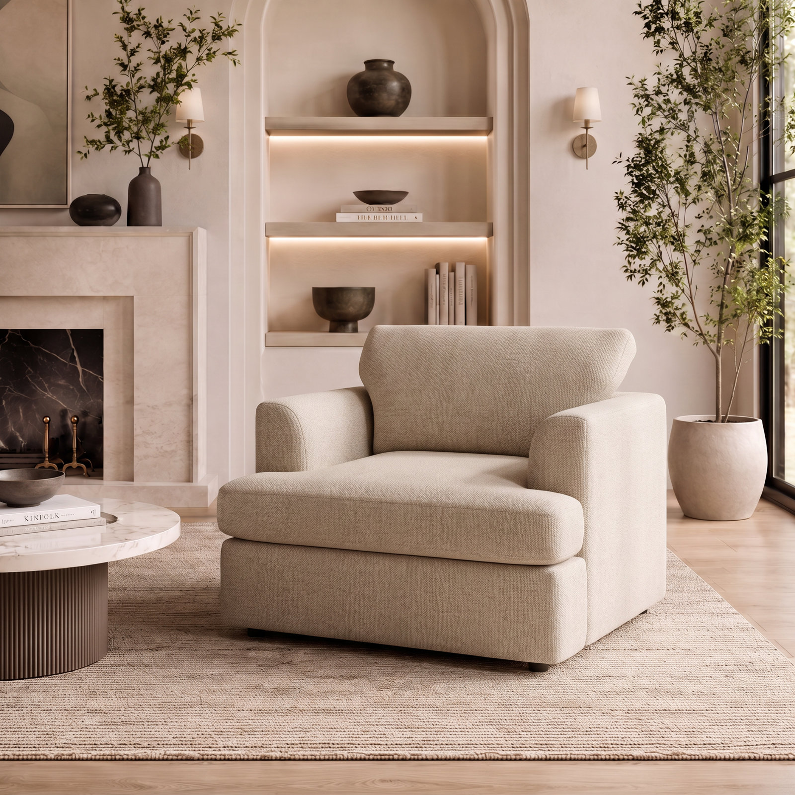 Brooks Upholstered Armchair, Bella Beach