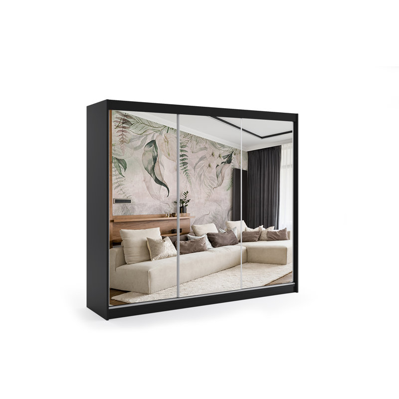 Barsha 3 Door Sliding Wardrobe, Black