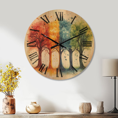 Horloge murale arbre en bois - arbres qui changent les saisons