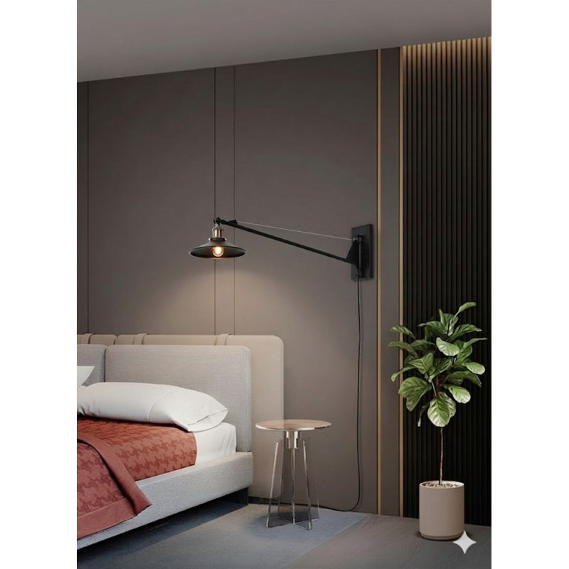 Mordecai Modern 1 Light Black Extended Arm Wall Sconce