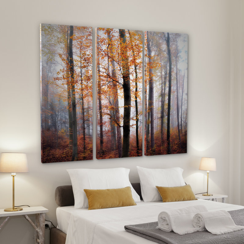 Perdus dans la forêt - Ensemble de 3 reproductions d'impressions sur toiles tendues, H 40 po x l 60 po x P 1,5 po