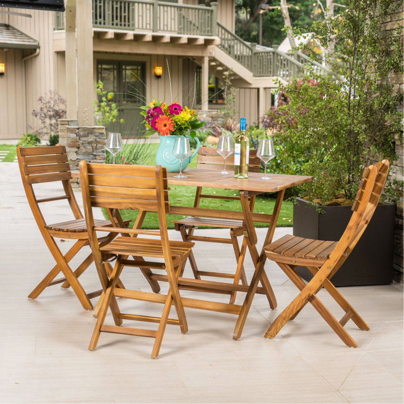 Ensemble de salle à manger d'extérieur en bois 5 pièces Natural