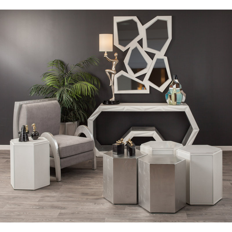 Asymmetrical Wall Mirror, White