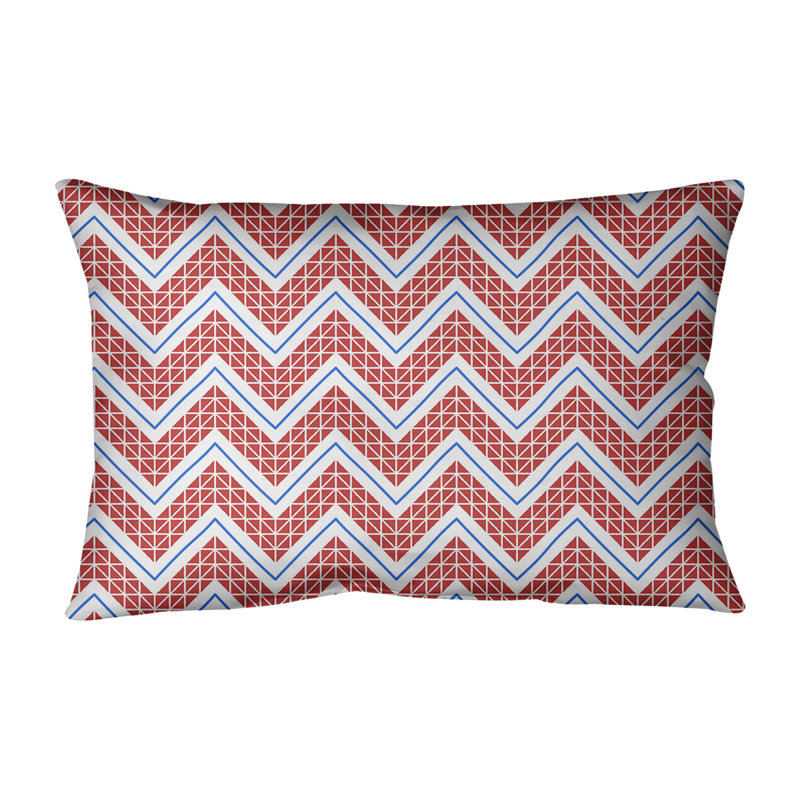 Coussin lombaire à chevrons, Rouge / blanc / bleu
