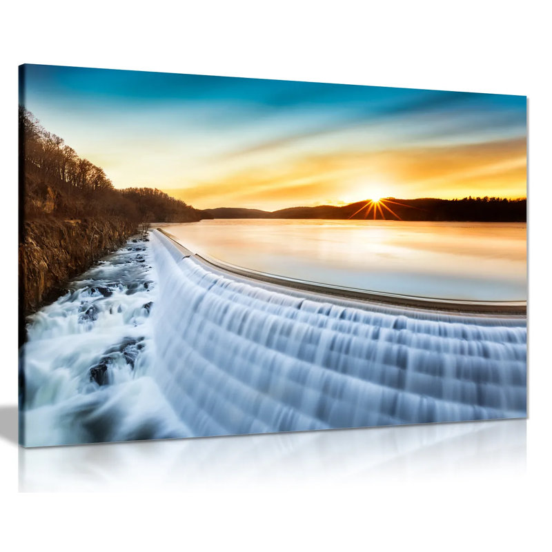 Waterfall Dam Sunrise - Wrapped Canvas Print, 31cm H x 46cm W