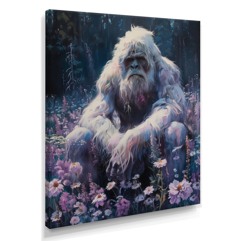 Décoration murale rose et gris Sasquatch Sanctuary I - Bigfoot, Toile tendue, H 40 po x l 30 po x P 1,5 po