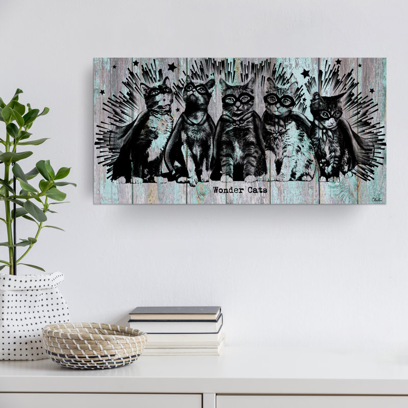 Alcester «Animal» Wonder Cats », impression sur toile tendue, H 24 po x l 48 po x P 1,5 po