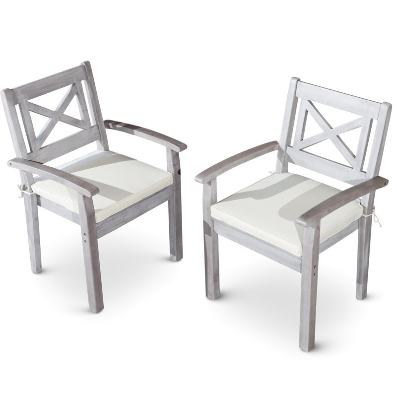 Chaises de salle à manger d'extérieur en bois massif pour 2 personnes - Gris argenté pour 2 personnes