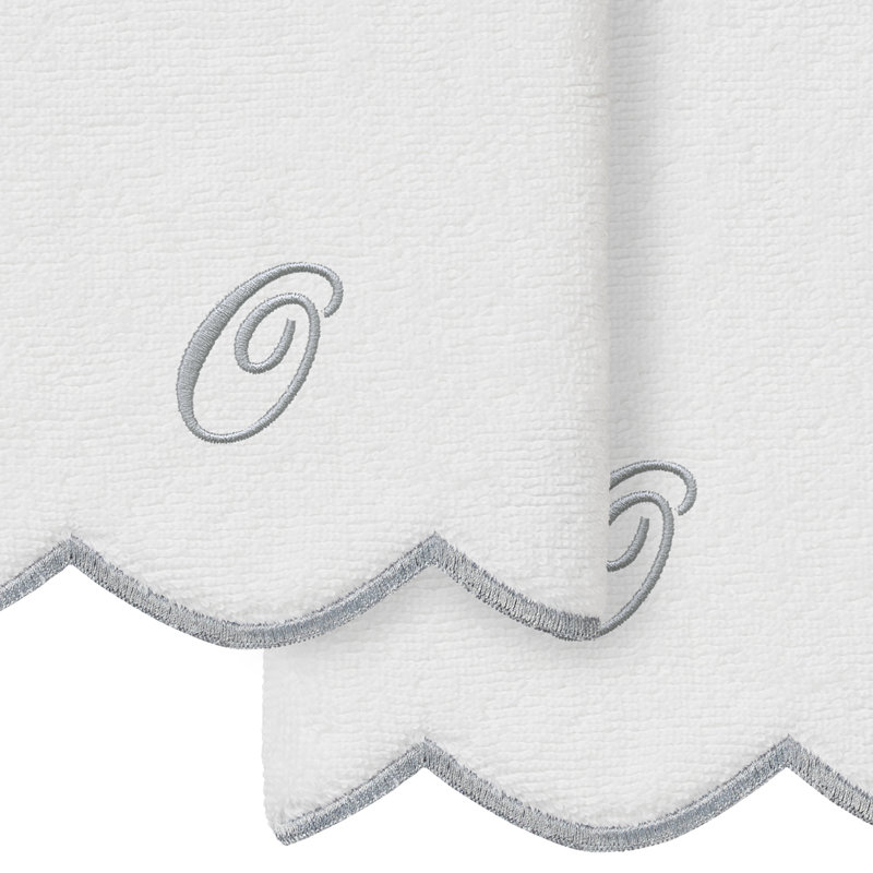 Ensemble de serviettes Linum Home Textiles 100% coton turc ADORNIA, O, Blanc / Gris, Ensemble de 2 serviettes à doigts