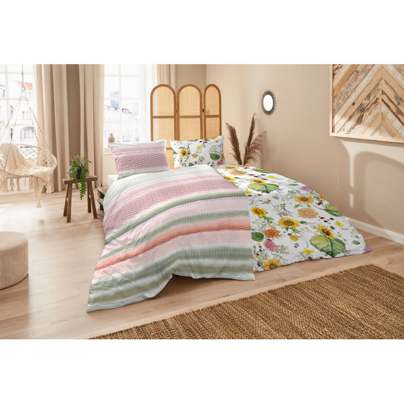 Cotton Striped Duvet Cover Set with Pillow Shams Included