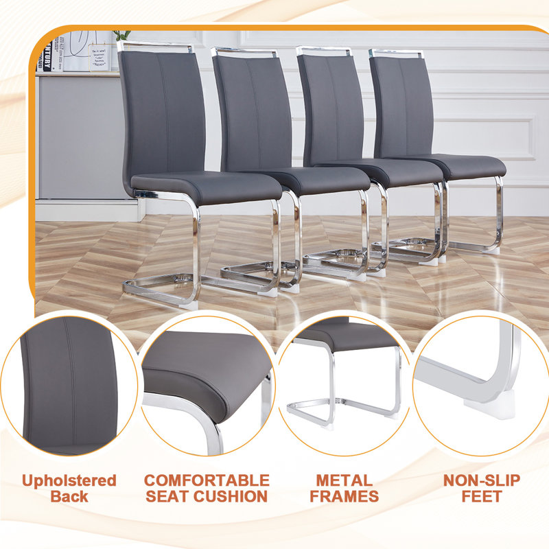 Glass Dining Table Set For 6, Dark Gray, 5