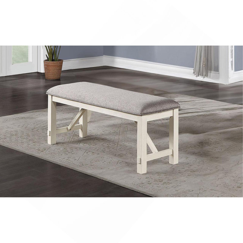 Siège de salle à manger 1X banc gris avec coussin en tissu et lignes blanches