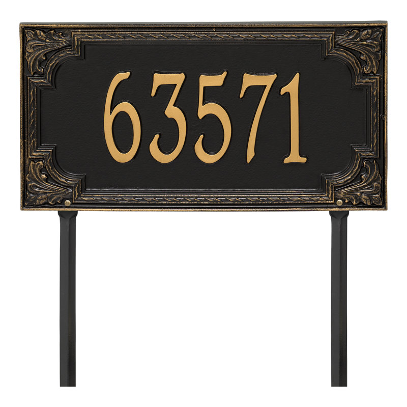 Signature Series 1-Line Lawn Address Sign, Gold, Yes, Black