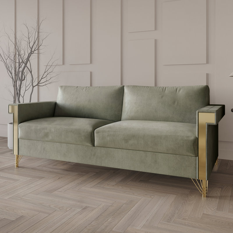 Snaresbrook 76.57'' Velvet Sofa, Gray