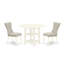 L'ensemble de table de cuisine 3 pièces pour petits espaces comprend une table de salle à manger ronde avec Dropleaf et 2 chaises rembourrées en tissu de lin, blanc lin-109972924