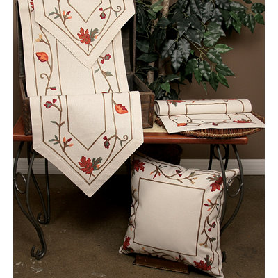 Harvest Vine Crewel Embroidered Harvest Cotton Pillow Cover