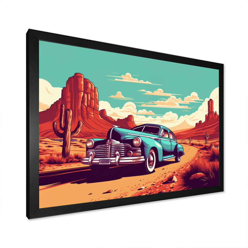Vieille voiture américaine dans le Nevada III, H 24 po x l 32 po x P 1 po, Cadre photo noir