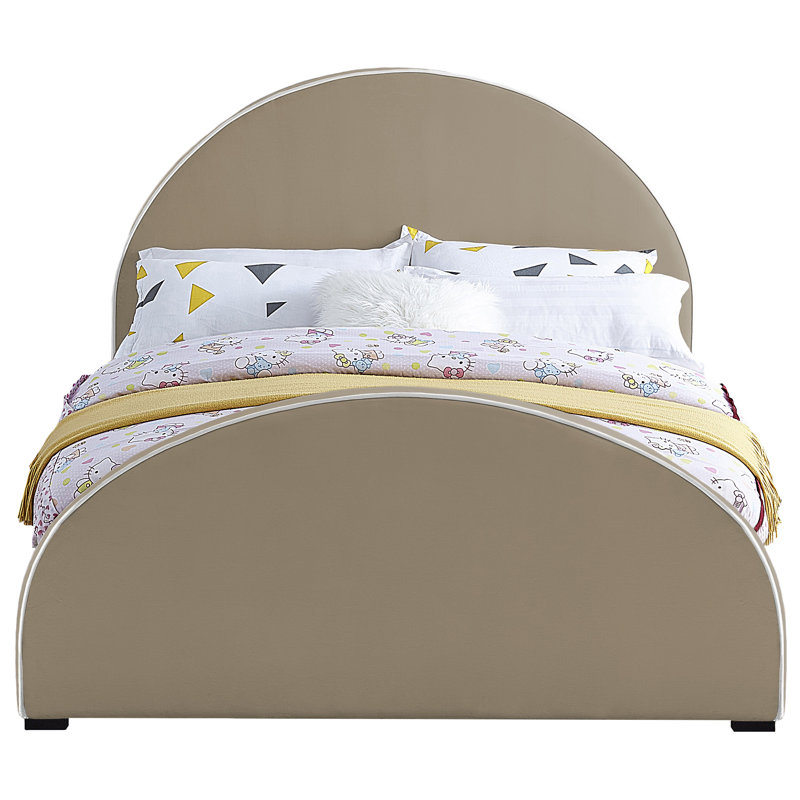Hilbrand Upholstered Unfinished Panel Bed, Full, Beige Velvet