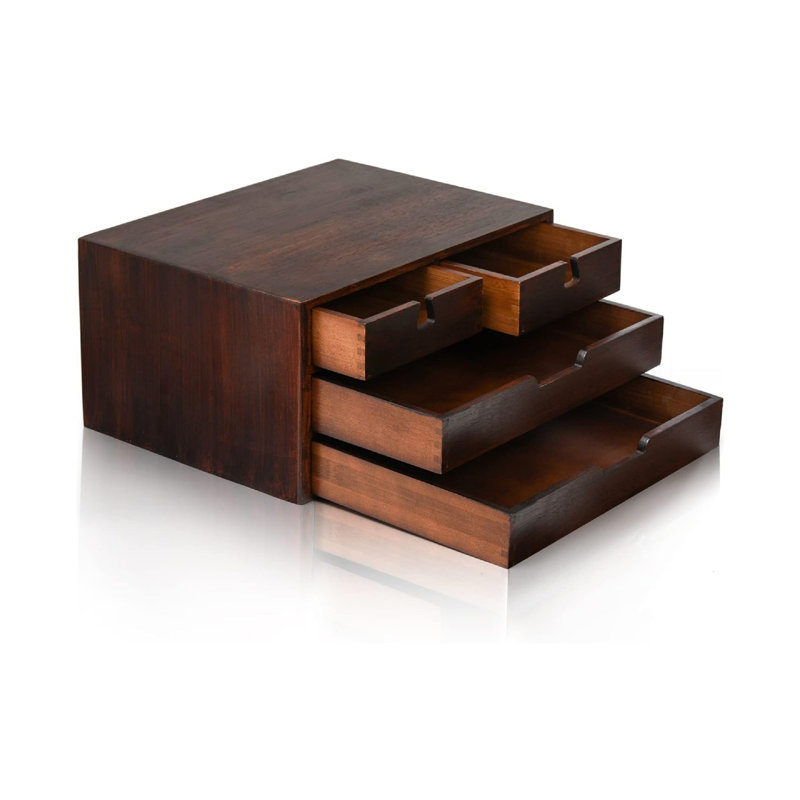 Solid Wood Desk Organiser, Brown
