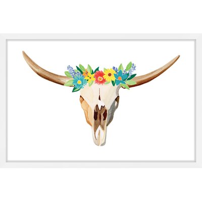 Floral Longhorn' by Molly Rosner Framed Painting Print -  Marmont Hill, MH-MOLROS-92-NWFP-24