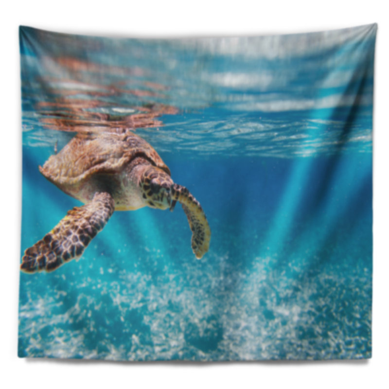 Grande tapisserie de tortue imbriquée, H 32 po x l 39 po