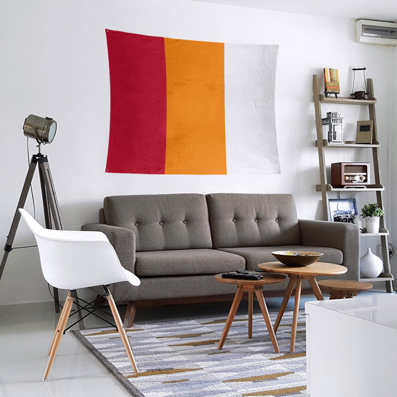 Tapisserie en polyester Tampa, H 68 po x l 80 po, Rouge / orange / blanc cassé