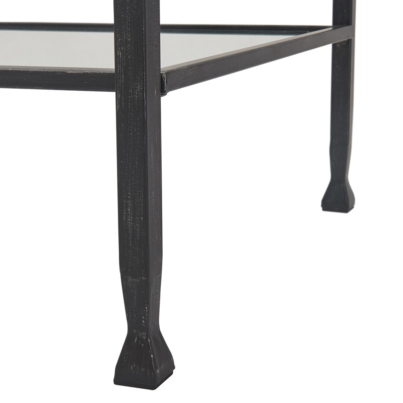 ClickDecor Maddox 2-Tier Tempered Glass Coffee Table with Metal Frame, Black