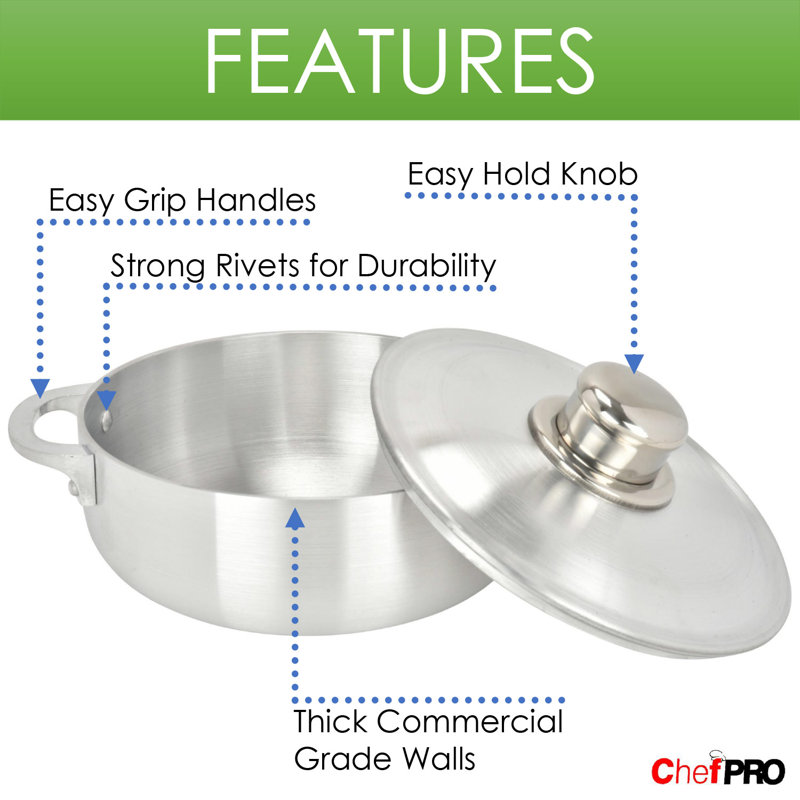 Chef PRO 13.3 Quart Silver Aluminum Caldero Stock Pot