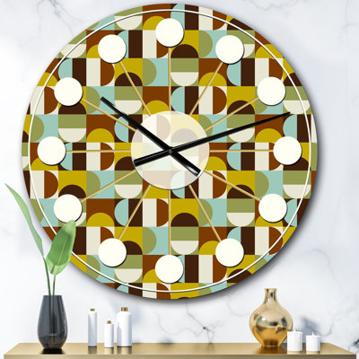 Retro Polka Dots I - Mid-Century Modern wall clock