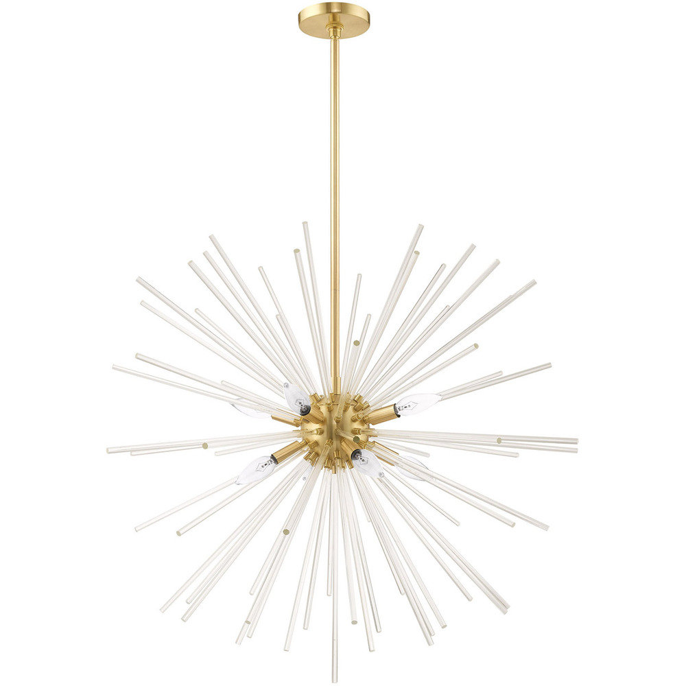 Ryzen 6 - Light Dimmable Sphere Chandelier, Satin Brass, 13" H x 20" W x 19" D