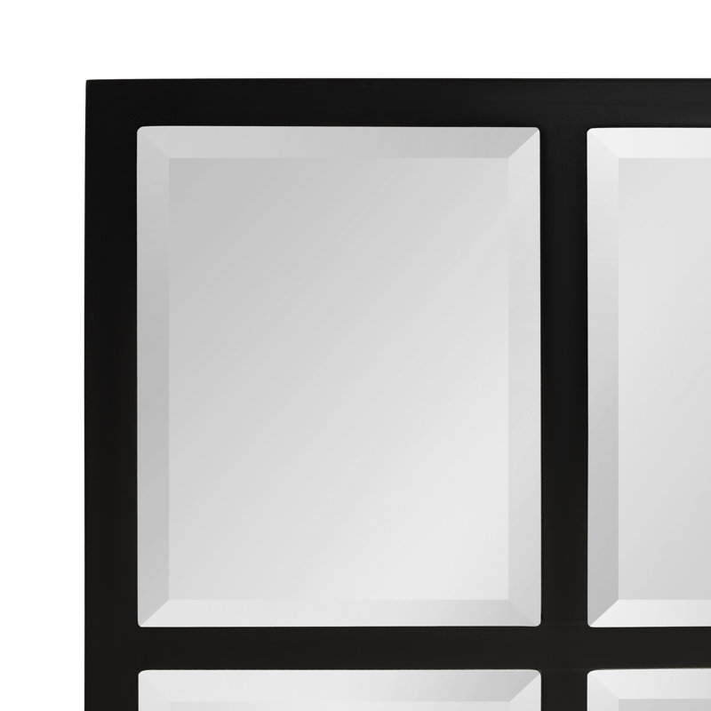 Lamel Panel Window Wall Mirror, Black