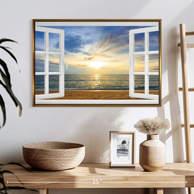Fenêtre à Bleeker éthéré, 25 po x 17 po, Cadre flottant doré