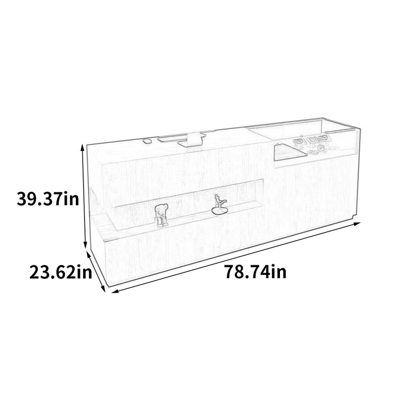 Vitrine simple et moderne, H 39,37 po x l 78,74 po x P 23,62 po
