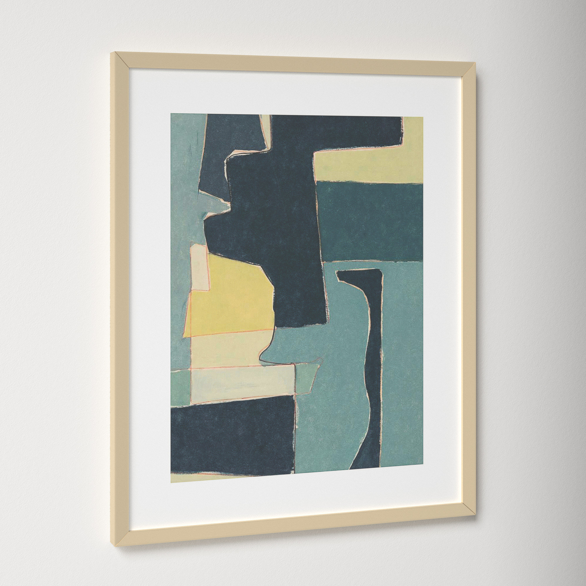 Blue Note II by Rob Delamater., Natural Framed Paper, 21.38" H x 17.38" W x 0.88" D