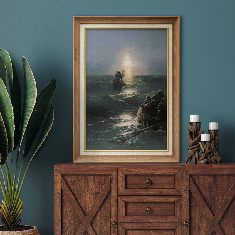 Marcher sur l'eau, œuvre d'art miracle, images bibliques de miracle de la mer, impression sur toile encadrée