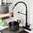 Matte Black Kitchen Faucet With Pull-Out Spray Head, Stainless Steel, 360 Rotating Nozzle For Smooth Water Flow, Corrosion And Rust- Coating, Single Handle Management Pull Out Spray, Steel In Black,
