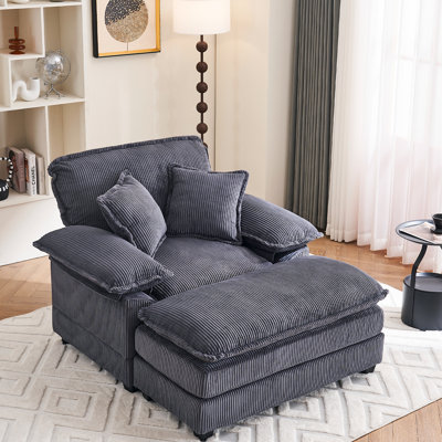 Danicah 46.9-Inch Wide Single Sofa, Comfort Upholstered Recliner with Ottoman