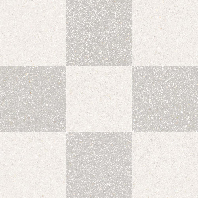 Lithos 12X12 Checkerboard Blanco And Gris, Blanco/Gris