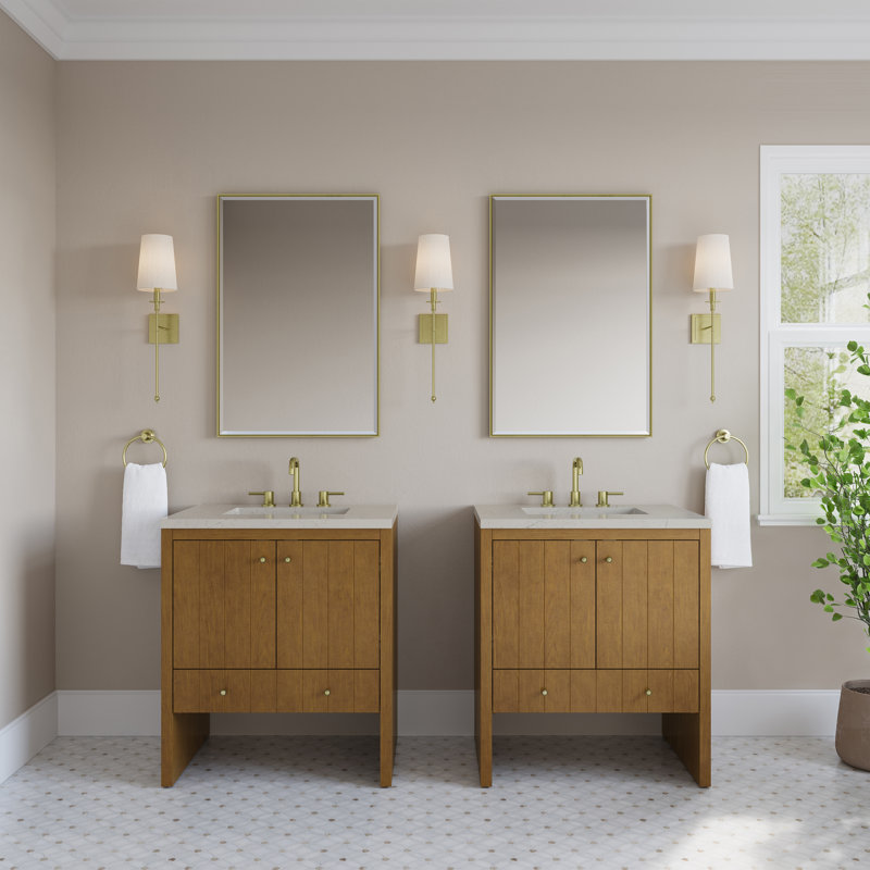 Hudson 30" W Single Vanity, Siberian, Widespread, Honey Oak