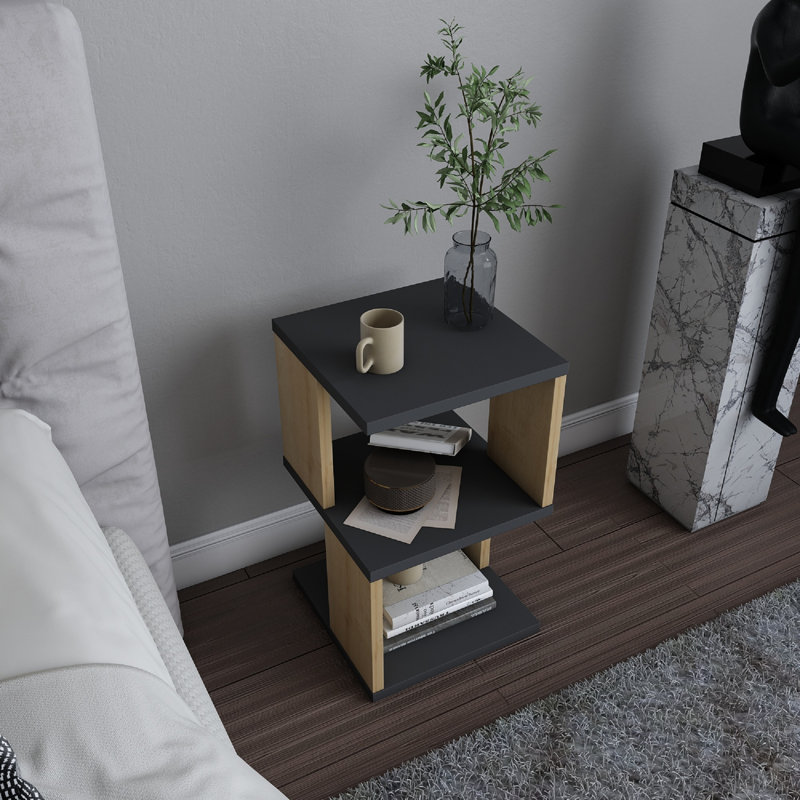 Carter Ergonomic Nightstand, Anthracite/Oak