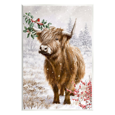 Cattle with Winter Berries Wall Plaque Art by Ian Saxton