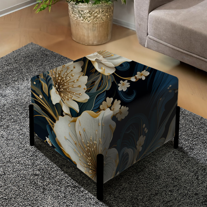 Motif floral rétro vintage - repose-pieds carré floral